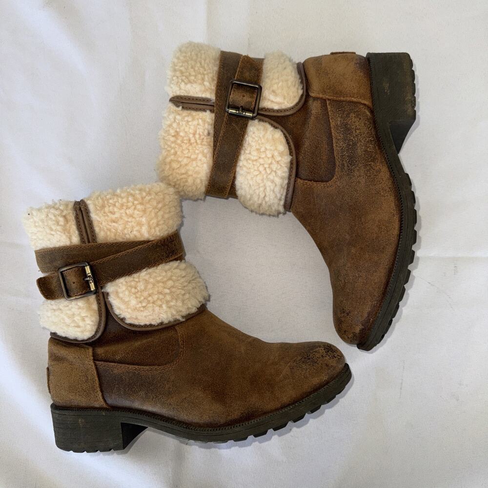 UGG Blayre III Waterproof Leather and UGG Pure Sherpa Dove Women's Boots Sz 8 - Picture 3 of 11